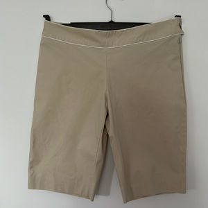 Stylish Nougat Beige Bermuda Shorts with White Piping, Fits 4-6 U.S